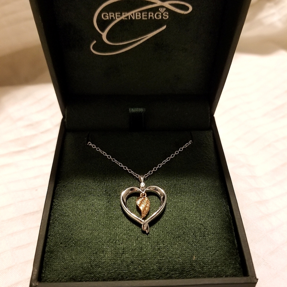 Greenberg's Kissing Hearts Collection Silver & Rose Gold Necklace